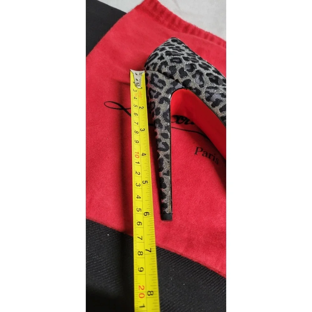 Silver And Black Animal Print Christian Louboutin Canvas Platform Pumps Size 40